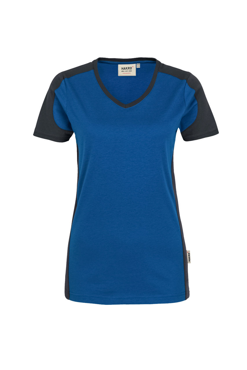 Hakro, Damen-V-Shirt Contrast Performance, royalblau/anthraz
